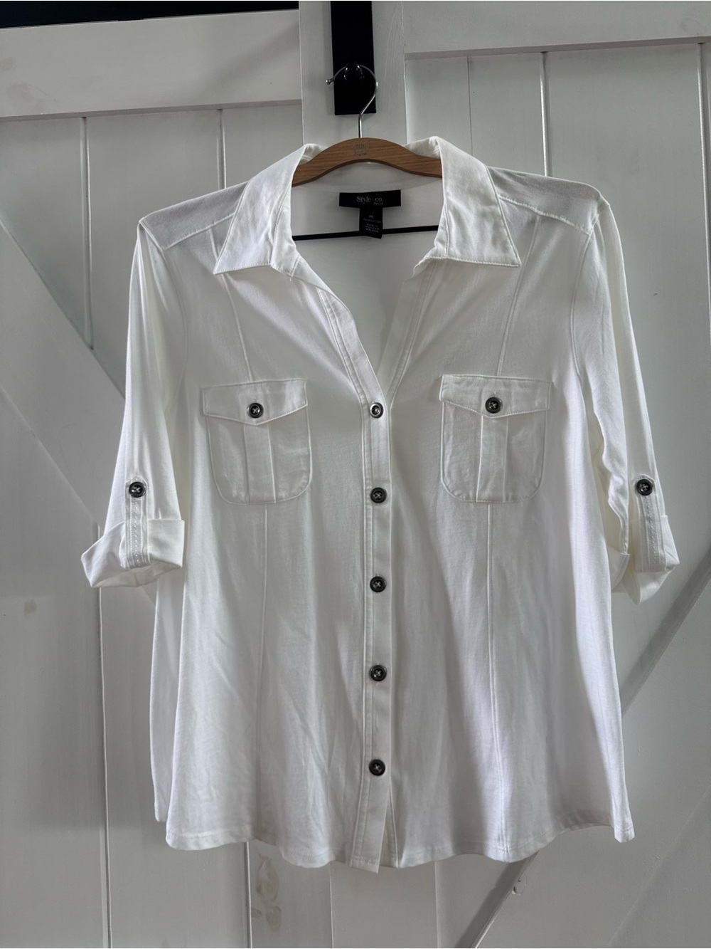 Style & Co. Collared White Button-Front Cotton Shirt